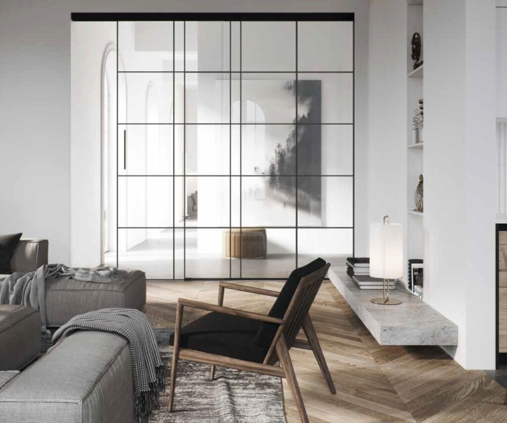 Glasschiebetür, Schiebetür im Loft Design